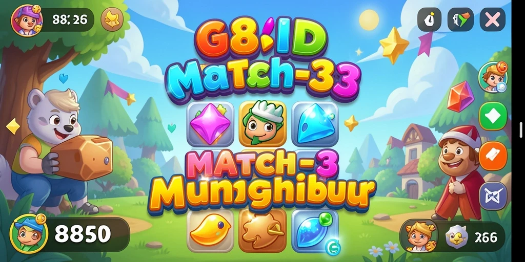 Screenshot gameplay 88ID menampilkan keseruan Match-3 yang penuh warna.