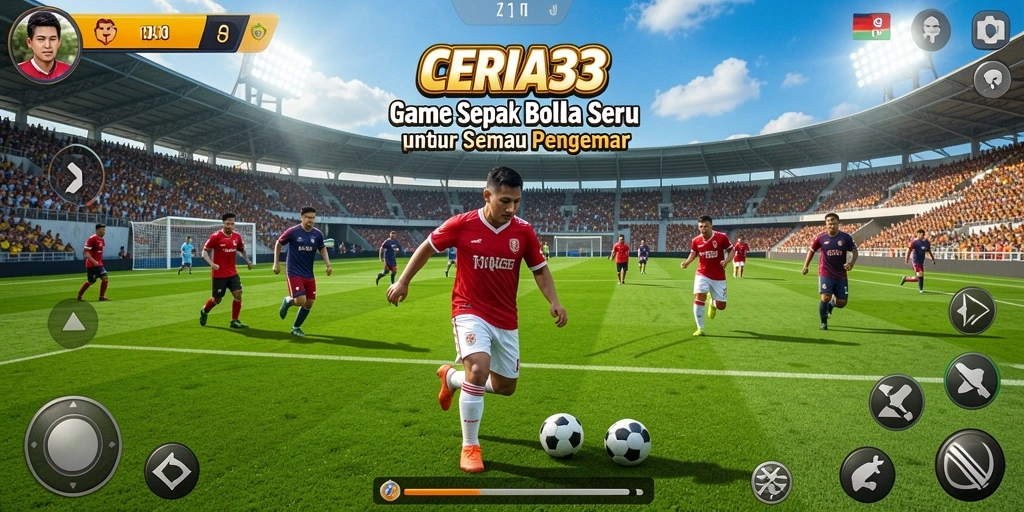 Tampilan gameplay yang seru dari CERIA33 dengan aksi sepak bola yang mendebarkan.