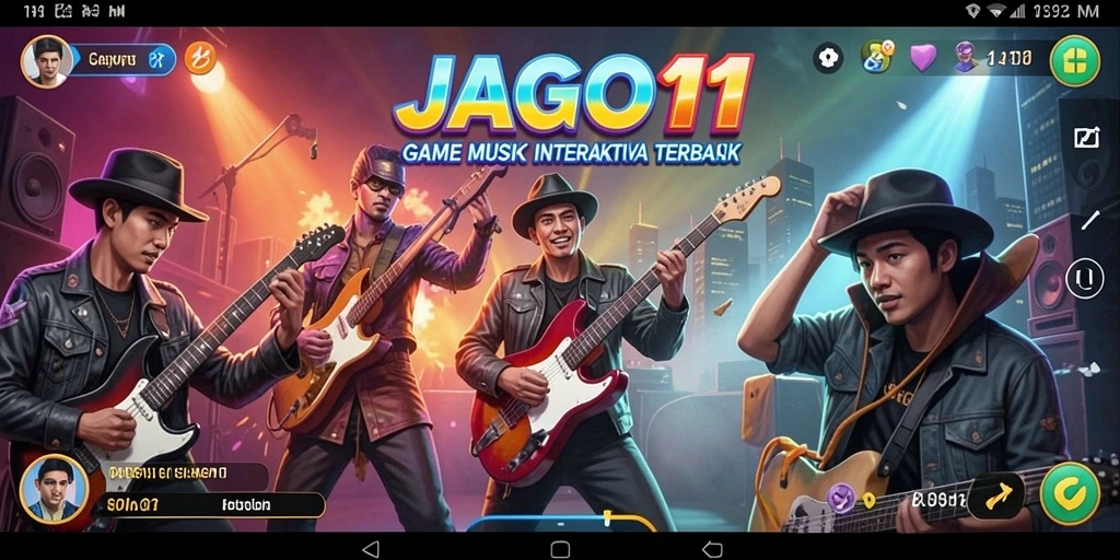 Tampilan gameplay JAGO11 dengan interaksi musik yang seru.