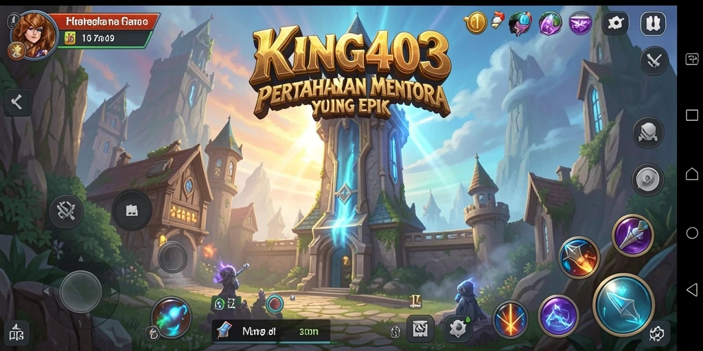 Tangkapan layar menampilkan aksi menara pertahanan yang menegangkan di KING403.