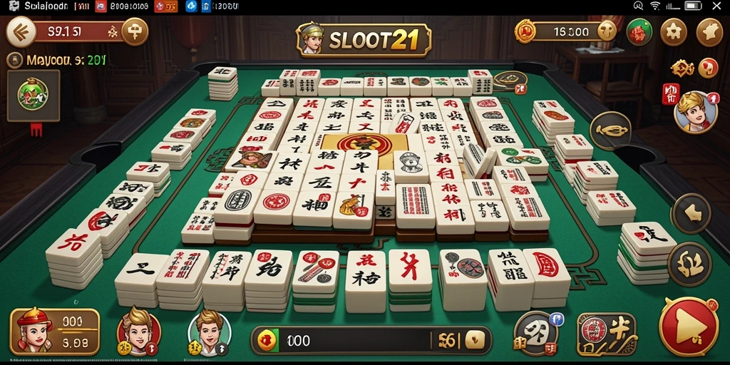 Tampilan gameplay menarik dari SLOT21 dengan suasana Mahjong.