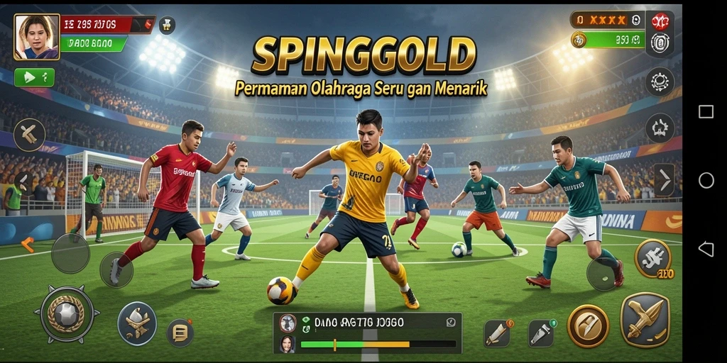 Screenshot gameplay SPINGOLD yang menunjukkan aksi olahraga seru.