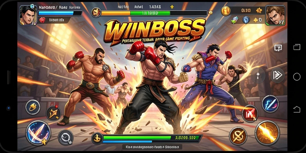 Tangkapan layar yang menampilkan aksi pertarungan seru dalam WINBOSS.
