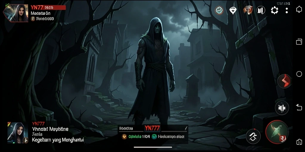 Tangkapan layar gameplay YN777 yang menciptakan ketegangan horor.